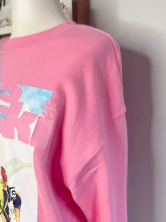 Oversized Barbie Pink Vintage Ski Graphic Sweatshirt - Picture 4 of 7